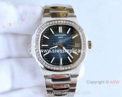 Swiss Replica Patek Philippe Ladies Nautilus Watch Diamond Bezel