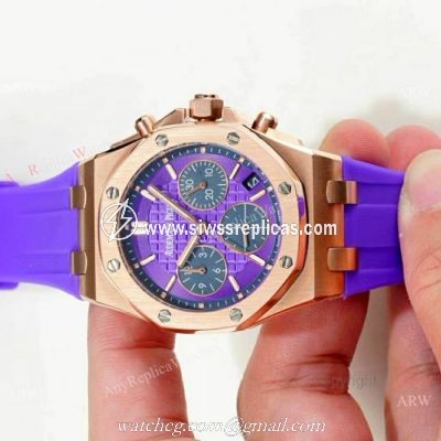 New Audemars Piguet Royal Oak Offshore Ladies Watch Rose Gold Purple Strap