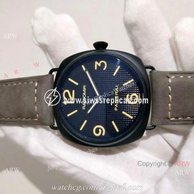 Copy Radiomir Panerai Black Case Gray Leather Band Watch PAM643