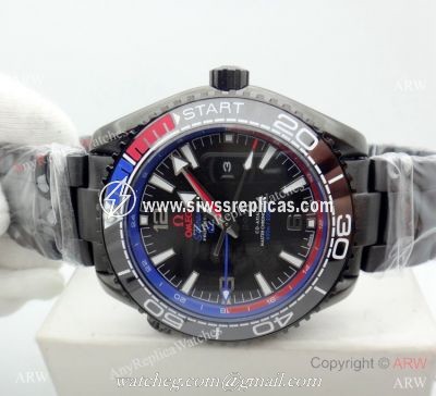 Best Copy Omega Seamaster Planet Ocean GMT Watch Black Steel