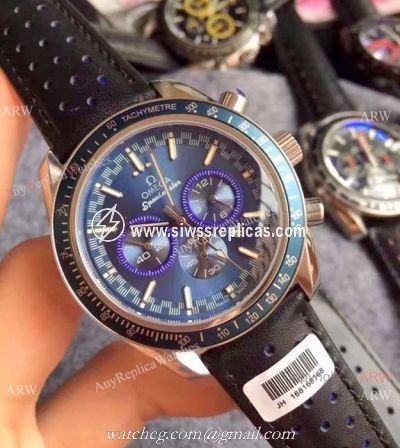 Omega Dark Side Of The Moon Copy Watches SS Blue Dial