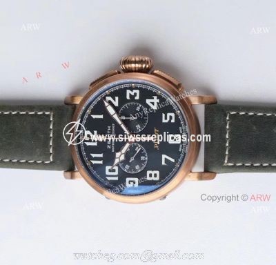 AAA Swiss Grade Replica Zenith Pilot Type 20 Extra Special Chronograph Dial Green Leather Band Watch