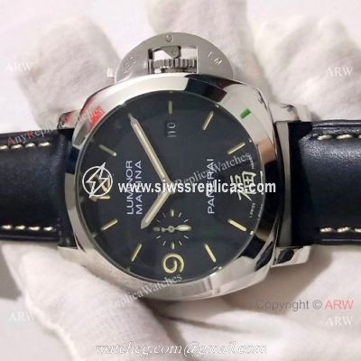Panerai Luminor Marina Replica Watch SS Black Dial PAM 498