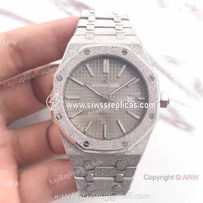 JF Factory Copy Audemars Piguet Royal Oak Frosted Case Grey Face 41mm Watch