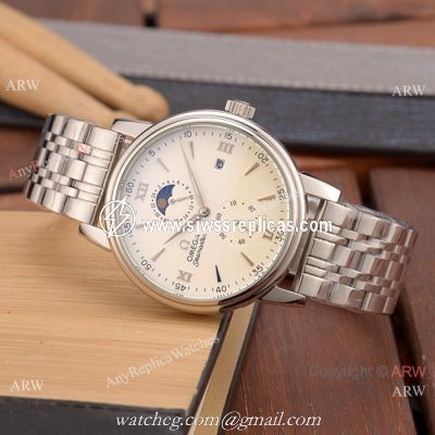 Copy Omega Seamaster Moonphase watch Stainless Steel White Dial 40 MM
