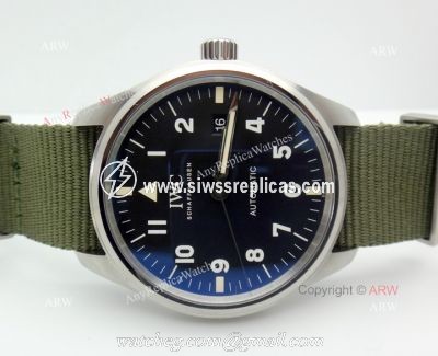 Swiss Copy IWC Portuguese Black Face Green nylon Strap Wrist Swiss 2892