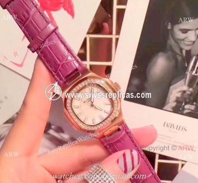 Best Quality Patek Philippe Nautilus Womens Rose Gold Diamond Watch