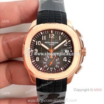 SWISS Copy Patek Philippe Aquanaut Chronograph 5968A Watch Rose Gold Black