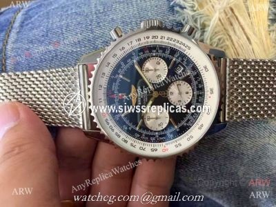 Copy Breitling Navitimer 01 Stainless Steel Mesh Band Watch