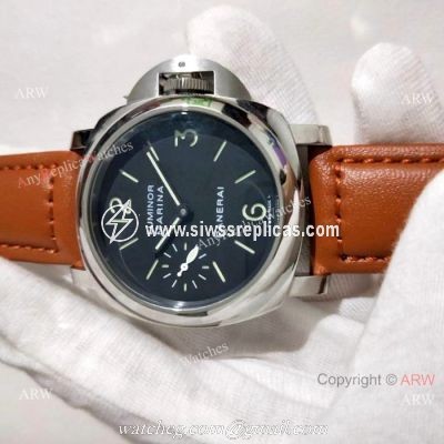 Fake Panerai Luminor Marina SS Brown Leather Strap Watch PAM 111