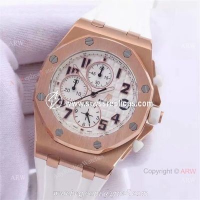 Copy Audemars Piguet Royal Oak Offshore Watches Rose Gold White Dial