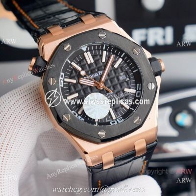 Copy Audemars Piguet Royal Oak Diver Watches Rose Gold and Black