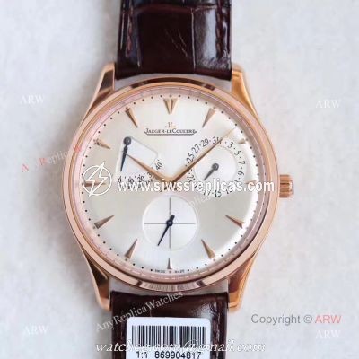 Replica Jaeger-LeCoultre Master Ultra Thin Reserve de Marche 39mm watch White Dial Rose Gold