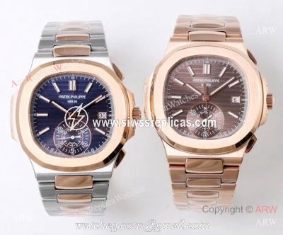 Swiss Replica Patek Philippe Nautilus 7750 Two Tone Rose Gold Watches