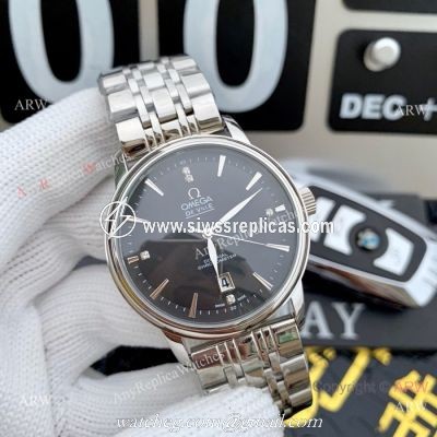 Clone Omega De Ville Stainless Steel Black 42MM Watches New