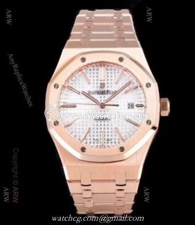JF Replica Audemars Piguet Royal Oak Swiss 3120 Watches Rose Gold Silver Face