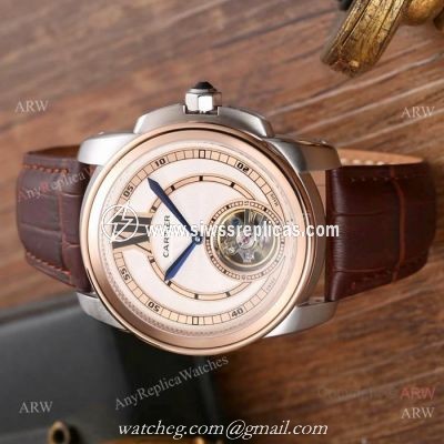 High Quality Cartier Calibre De Replica Watches SS Rose Gold Bezel