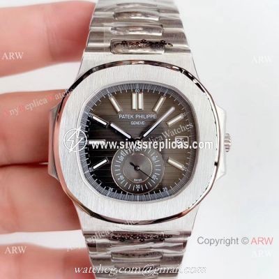 Swiss Grade 1 Copy Patek Philippe Nautilus Stainless steel Grey Face watch 40.5mm