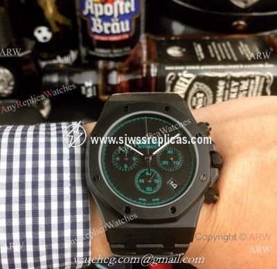 Copy Audemars Piguet Royal Oak Chrono Watches Blacksteel Green Sub-dials