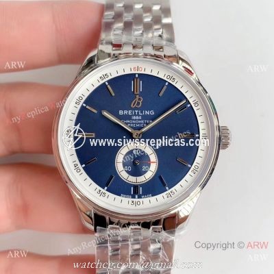 Swiss Grade A Breitling Premier Replica Watch Stainless Steel Blue Face