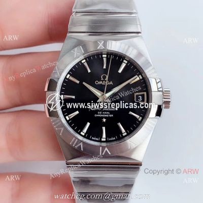 VSF 1:1 Best Edition Omega Constellation Stainless Steel Black Dial Replica Watch 8500