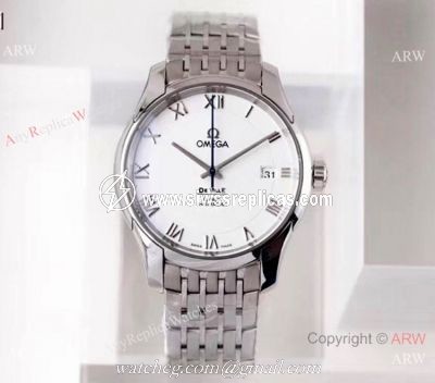 VSF Swiss Omega De Ville Co-Axial 41mm Watch Stainless steel White Roman Dial