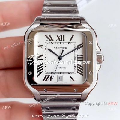 Grade A Replica Cartier Santos Stainless Steel Watch 9015 Automatic Movement