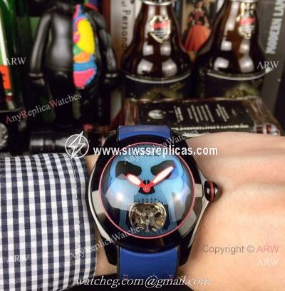 New Replica Corum Bubble Skull Tourbillon Watch Black Blue
