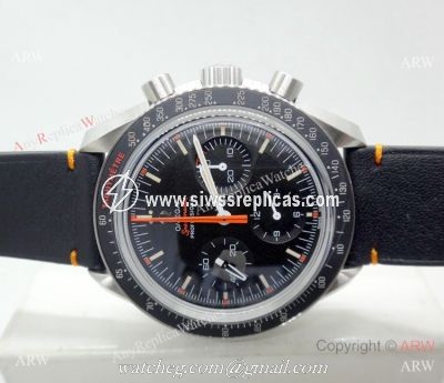 (OM)Swiss Replica Omega Speedmaster Moon SS Black Bezel Watch