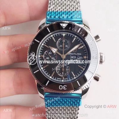 GB Swiss Breitling Superocean Heritage 2 Daydate Watch SS Black Ceramic