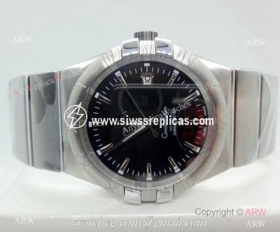 Omega Double Eagle Black Dial Stainless Steel Men Watch Replica