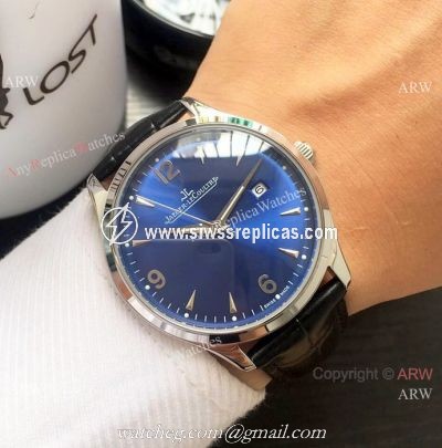 Jaeger leCoultre Master Ultra-Thin Men Watches SS Blue Dial