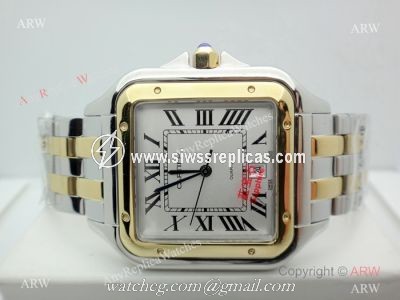 Panthere De Cartier Silver Dial Two Tone Men Watch 38mm