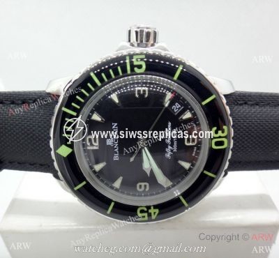 Fake Blancpain Fifty Fathoms Black Dial SS Watch Swiss Quality