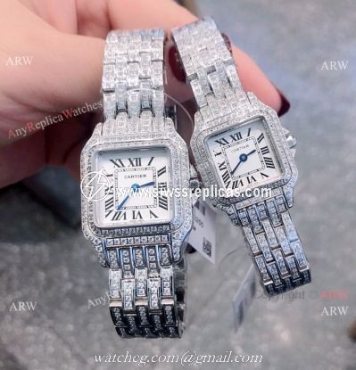Copy Cartier Panthere de Iced Out Watches Stainless Steel