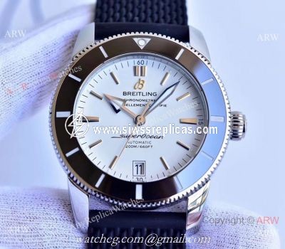 (GF) Copy Breitling Superocean Heritage II Swiss 9015 Watch White Dial Black Rubber Band
