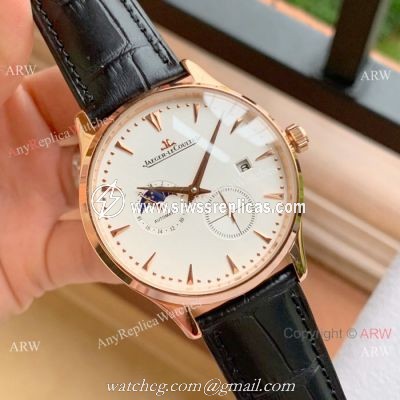 Fake Jaeger-leCoultre Moonphase Rose Gold White Dial Watch