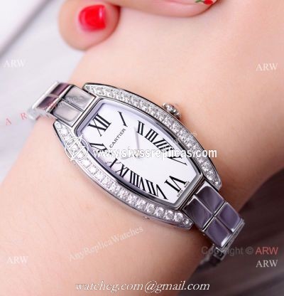 New Copy Cartier Mini Tonneau Stainless Steel White Dial 25mm Watches