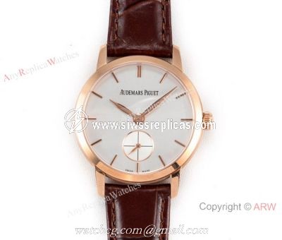 Swiss replica Audemars Piguet Jules Audemars Rose Gold Silver Face Watch GB Factory