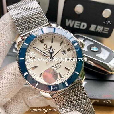 New replica Breitling Superocean Heritage Automatic Watches Blue Bezel White Dial 42mm