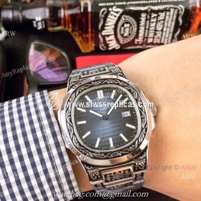 Best Replica Patek Philippe Engraving Nautilus Blue Dial 40MM Watches