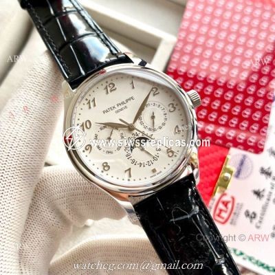 Swiss AAA Patek Philippe Geneve Complications Men Watches White Moonphase Dial