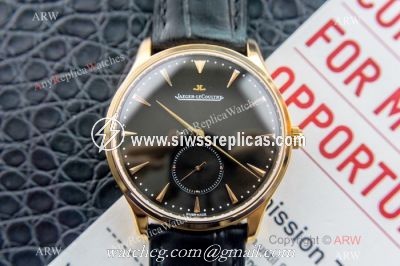 Replica Jaeger LeCoultre Master Ultra Thin Yellow Gold Black Watch Swiss Grade 1
