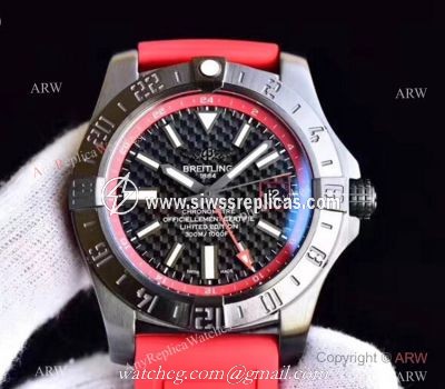 GF Swiss Grade Replica Breitling Avenger II GMT Watch SS Red Rubber Strap