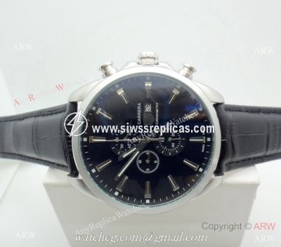 Copy Tag Heuer Carrera Chronograph Watch SS Black Leather Strap