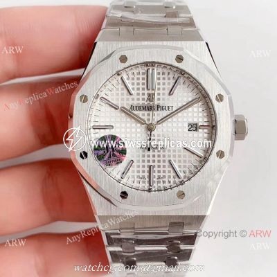 JF Audemars Piguet Royal Oak V5 41mm Watch Replica Ss Silver Textured Face