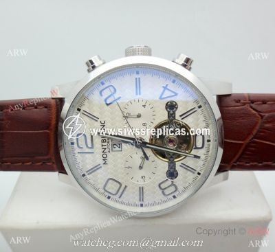 Mont Blanc Clone Time Walker Tourbillon SS White Dial Watch Automatic