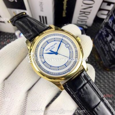 AAA Replica Patek Philippe Calatrava Watches Gold Case White Dial