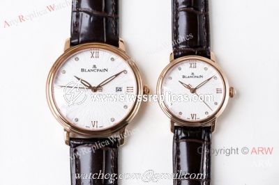 Swiss Replica Blancpain Villeret Ultraplate 6551-1127-55B Rose Gold Watch Lovers watch