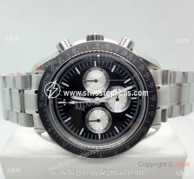 Copy Omega Speedmaster Watch Stainless Steel Black Dial 44mm